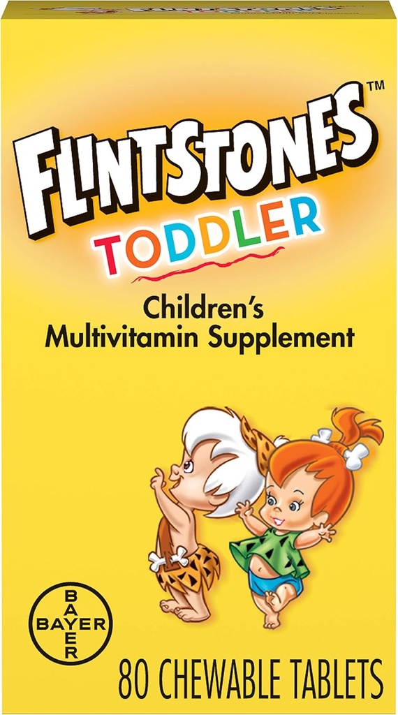 Flintstones Chewable Toddler Vitamine, Multivitamina per i bambini con vitamina C, vitamina D, Folate > 80ct