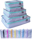Куби для упаковки MUMI - 5-piece Compression Pack для подорожей, Luggage Організатори для валіз, Carry-On Bags, рюкзаки та сумки Duffel - Space-Saving Travel Essentials - Aqua