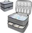 Travel Medicine Organizer and Storage Bag - Double Layers Pill Bottle Organizer Bag for Emergency Mediccy, Suplemen atau Kets Medis, Kotak Obat Kosong Zippered Lokable untuk Rumah (Grey, M)