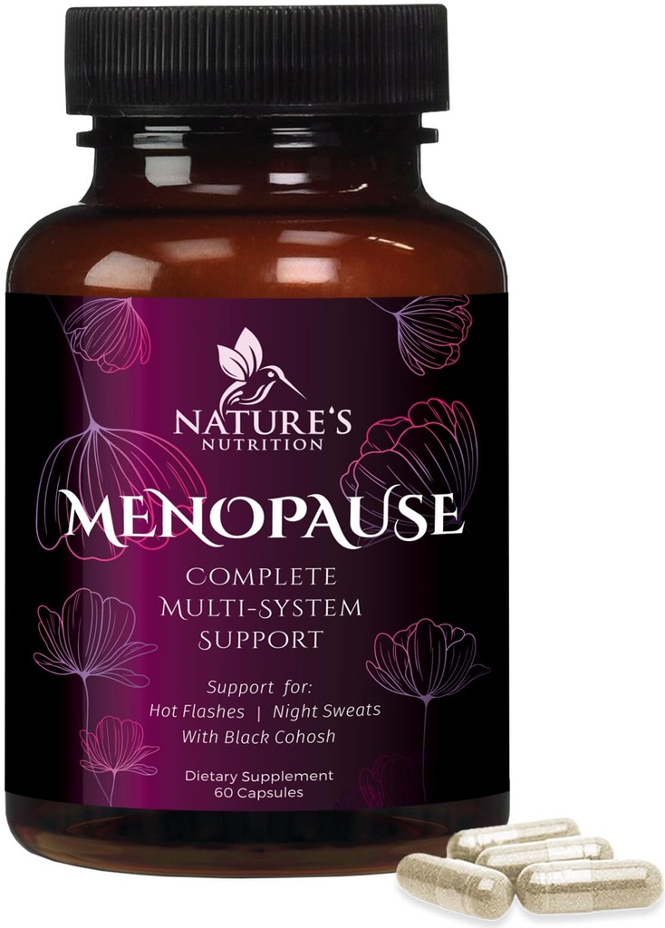 Menopause Supplements for Women - Complete Menopause Relief with Dong Quai & Black Cohosh - For Natural, Mild Hot Flash & Night Sweats - Hormone, Energy & Balance Support, Bottled in USA - 60 Capsules