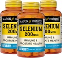 MASON NATURAL Selen 200 mikrog - Antioksidant Supplement for immunstøtte og prostata helse, essensiell spor Mineral, 60 tabletter (pakke av 3)