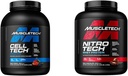 MuscleTech Creatine Monohydrate Прах Cell-Tech Creatine на прах & n Прах Nitro-Tech Whey Protein Isolat & Peptides на прах Milk Chocolate, 4 паунда (пакет 1), 40 Обслужване