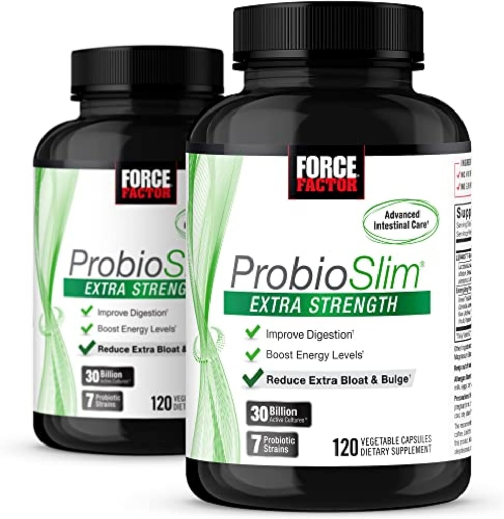 כוח גורם ProbioSlim תוספת כוח, תוספת פרוביוטית לנשים וגברים עם 30 מיליארד CFUs ומיצוי תה ירוק עבור תמיכה בריאות Gut, Bloating and Gas Relief, 120 Count (Pack of 2)