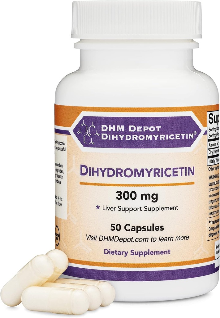 Dihydromycetin (DHM) 50 Capsules, 300mg, Vaver Supplement (Third Party) (DHM Depot) Not GMO, Gluten Free (Liver Detox & Breaker) โดยไม้คู่