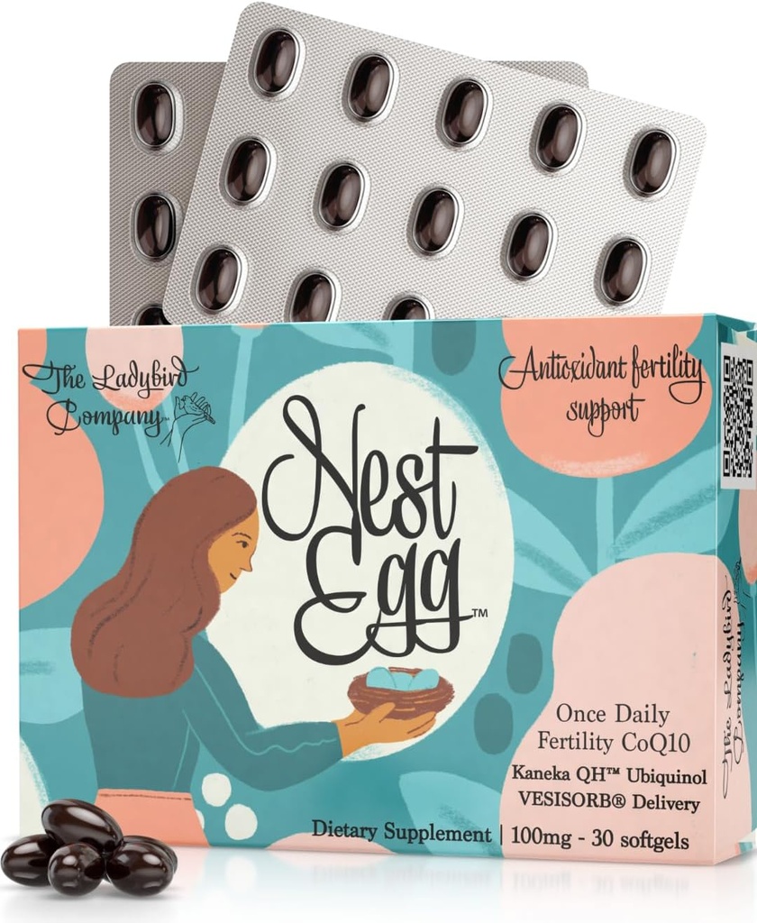 Nest Egg Ubiquinol CoQ10 100mg - Premium CoQ10 Fertility Supplement for Women - Made in USA - 3rd Party Tested - Once Daily Softgels (30 Count)
