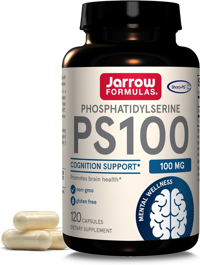 Jarrow Formulas® PS100 Fosfatidylserine, 100 mg, Dieetsupplement voor Brain Health and Cognition Support, 120 capsules, Tot een 120 dagen durende levering