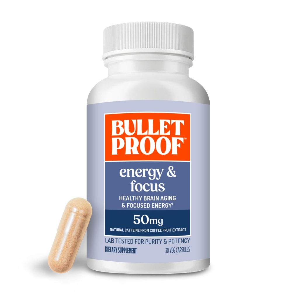 Bulletproof Energy and Focus Capsules, 30 Count, Natural Source of Caffeine Supplement for Memory and Clarity (Formerly NeuroMaster)