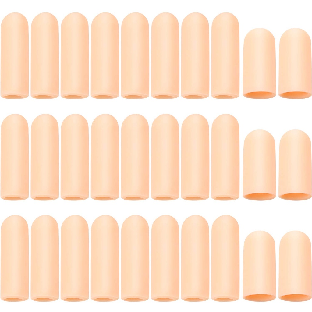 Frienda 30 Pieces Gel Finger Protector Cots Silikona vāka Cap Piedurknes Pirkstu krekinga Trigger Support(Apricot)