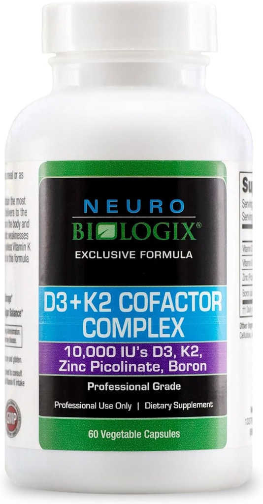 D3+K2 Cofactor Complex - Hilft, Vitamin D-Leistungen für Knochen, Herz- und Immununterstützung zu maximieren - Formuliert mit Vitamin D3, K2 (vitaMK7®), Zink & Boron zur Förderung einer effizienten Calciumverwertung – 60 Caps