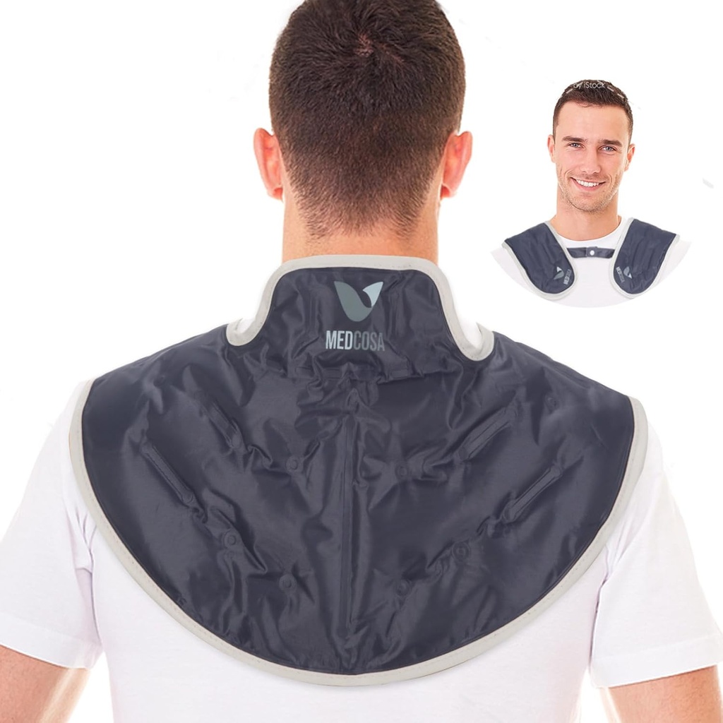 Medcosa Ice Pack for Neck & Shoulder – Reusable Hot & Cold Therapy Wrap, Plush Gel Compress with Adjustable Strap for Migraine, Muscle & Post-Workout Pain Relief