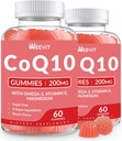 Sugar Free CoQ10 Gummies 200 MG, Coenzyme Q10 (Ubiquinone) Gummies for Adults, Co Q10 Supplement with Omega-3, Magnesium, Energy, Brain Support