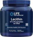 Life Extension Lecithin, edistää terveen solun rakenne ja toiminta aivoissa, gluteeniton, ei-GMO, kasvissyöjä, 454 Grams