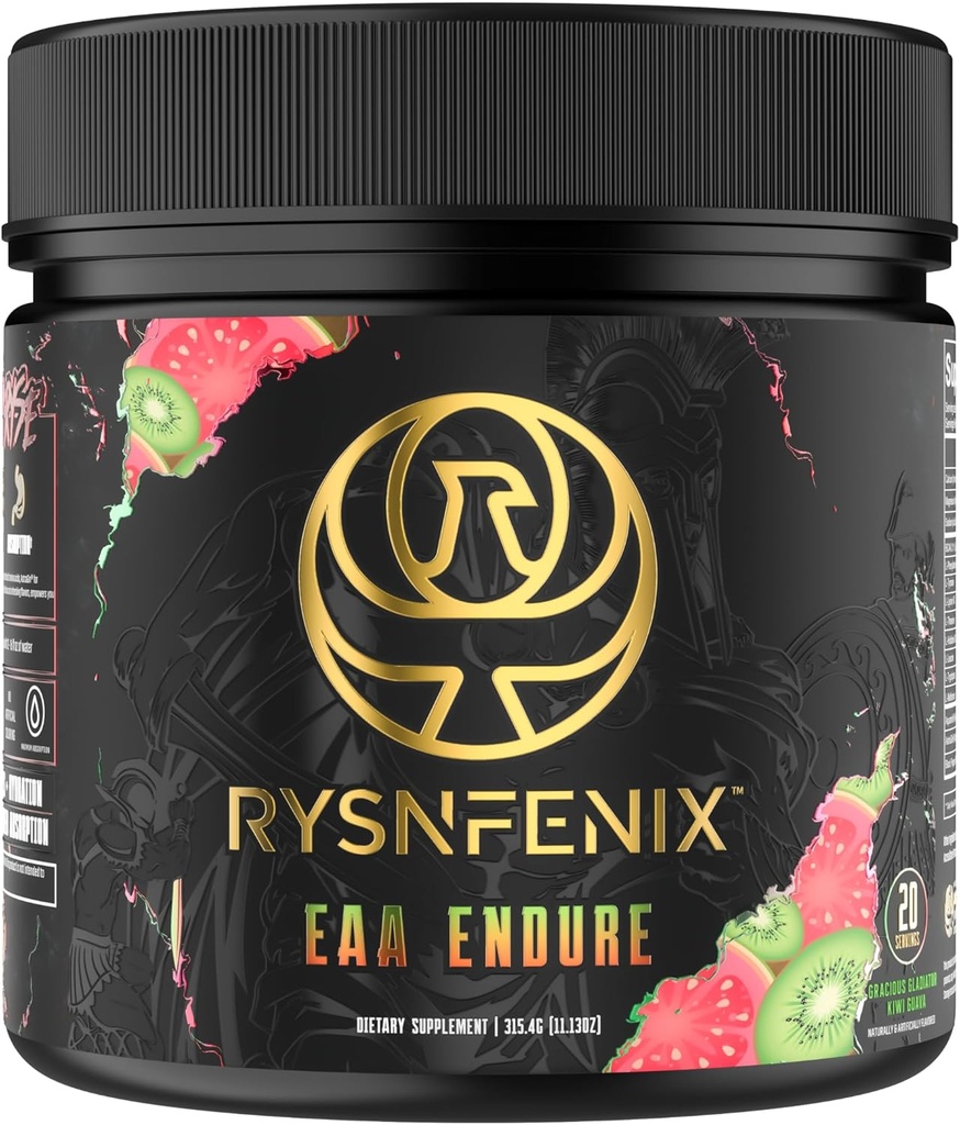 EAA Endure - 11g EAA + BCAA z Astragin & Black Pepper Extract for Enhanced Amino Acid Absorption & Aquamin Electrolytes for Hydration Amendings 124; 25 Servings (Kiwi Guava)