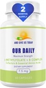 Our Daily Vites L-Methylfolate B Complex Cofactors & Essential Amino Acids (7.5mg) - Active Folate, Methylated B12 Methylcobalamin, B6 and Glycine - 60 Count