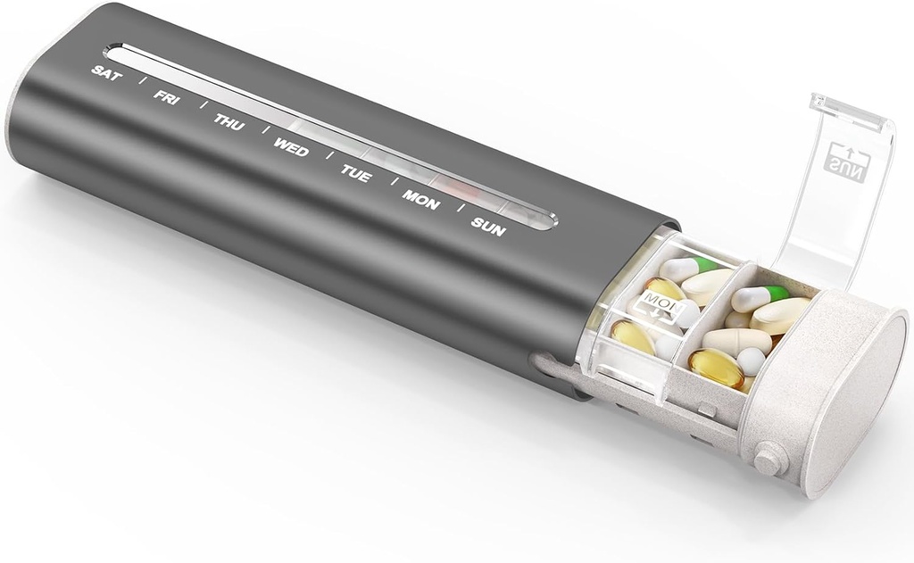 Zannaki Aluminum 7 dan tablete Organizator, Prenosne potovalne tablete Primer s tri plasti pečat, velike zmogljivosti srčkan dnevno tablete škatle, tablete imetnik vsebnik za vitamine, tablete, dodatki in zdravila