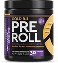 Gold BJJ PreRoll - Jiu Jitsu Preworkout Priedas už energiją, fokusą ir ištvermę - Margency Arts Special Pre- Workout Mill Formulės su natūraliu skoniu (Acai Berry, 30 Paslaugos)