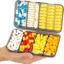 Yaklim נסיעות מגנטיות גלולות מארגנת, 7 השוואתיות Portable Pill Box, מארגנת ויטמין גדול עם תוויות, Daily Pill Case Medicine מארגנת, Bigתוסף מארגנת Pill Container Grey