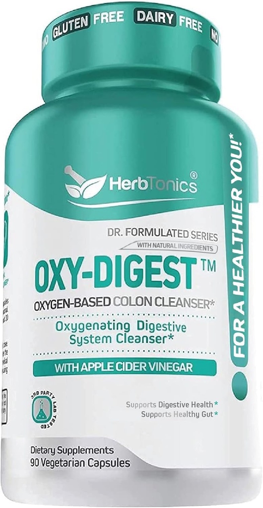 草药 Oxygen 碱基 Colon Cleanse and Detox 消化系统公式 | 苹果苹果 苹果 葡萄酒 | Colon Cleanser Pills for Adults | 90 Gluten Free Vegan Capsules