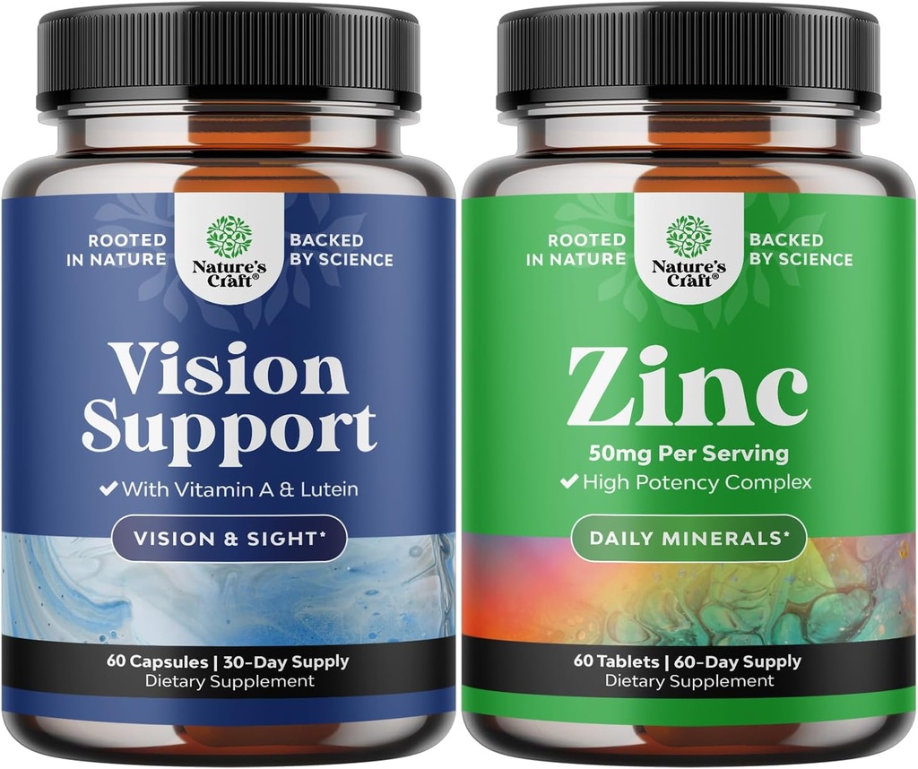 Complemento de saúde ocular completa para adultos para a presión dos ollos secos visión e protección da luz azul e complexo Zinc para o sistema inmunitario e Zinc