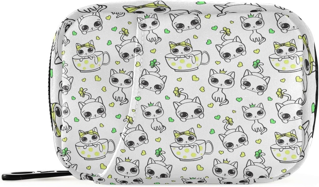Pill Box Cat 7 Day Pill Case Travel Pill Organizer Bag Zipper Portable Weekly Bitamina Medicine Supplement Holder Pouch Bag
