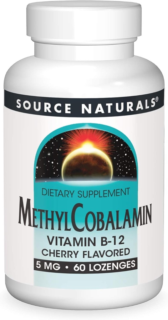 Source Naturals Methylcobalamin 비타민 B-12 5mg 체리 맛 - 60 Lozenges
