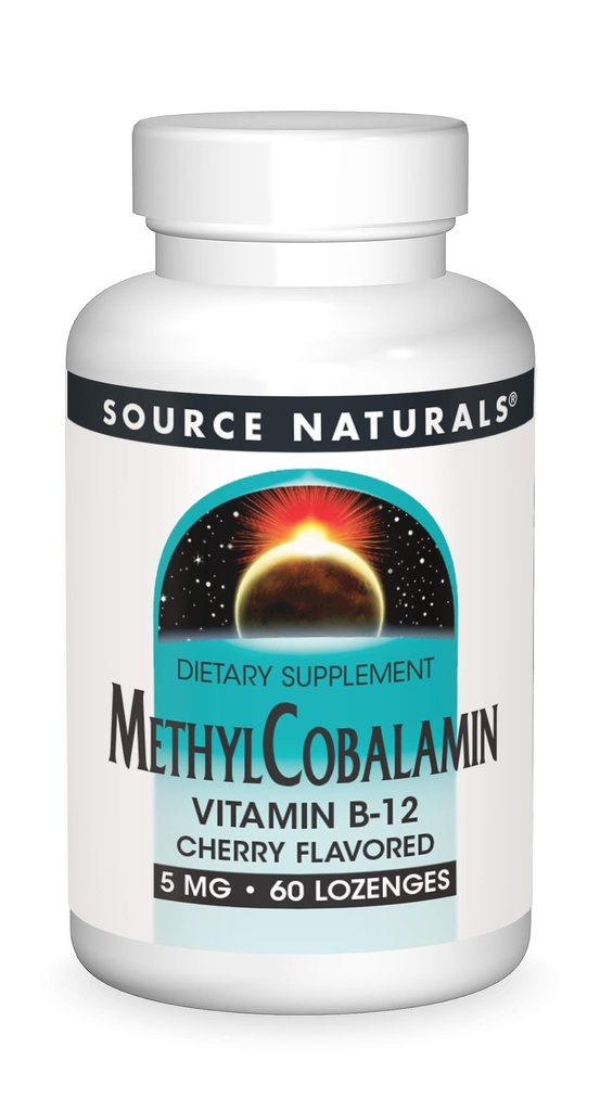Source Naturals Methylcobalamin Vitamin B-12 5mg Cherry Flavored - 60 Lozenges