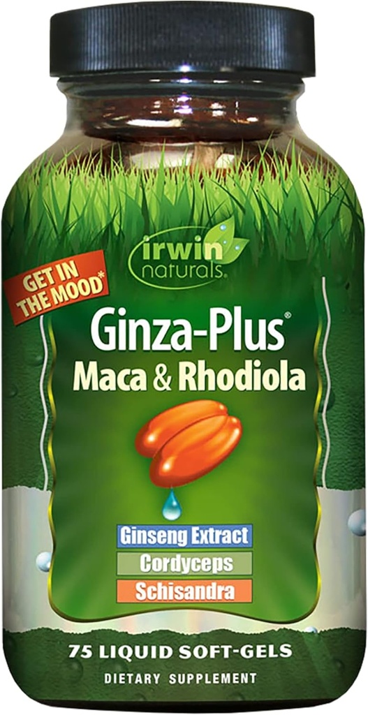 Irwin Naturals Ginza Plus vastupidavus, energia, tasakaal Toidulisandi Vedel geel korgid, 75-Count Pudel