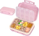 NatureTouch Pill Organizer Weekly, 8 Compartiments Food Grade Material Pill Box with BPA Free pour la médecine, supplément, vitamine, huile de poisson, rose