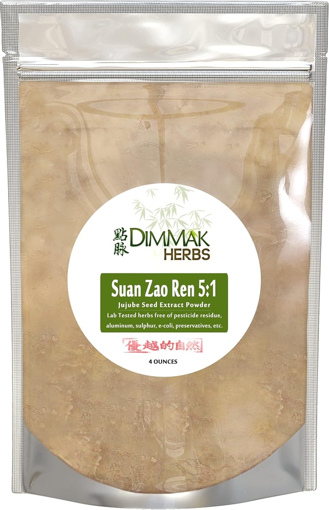 Dimmak Herbs Organic Suan Zao Ren 5:1 Extraer de po | Jujube Seed (ziziphus) Chinese Herb Lab Tested 5:1 Concentrate Granules 112g / 4oz