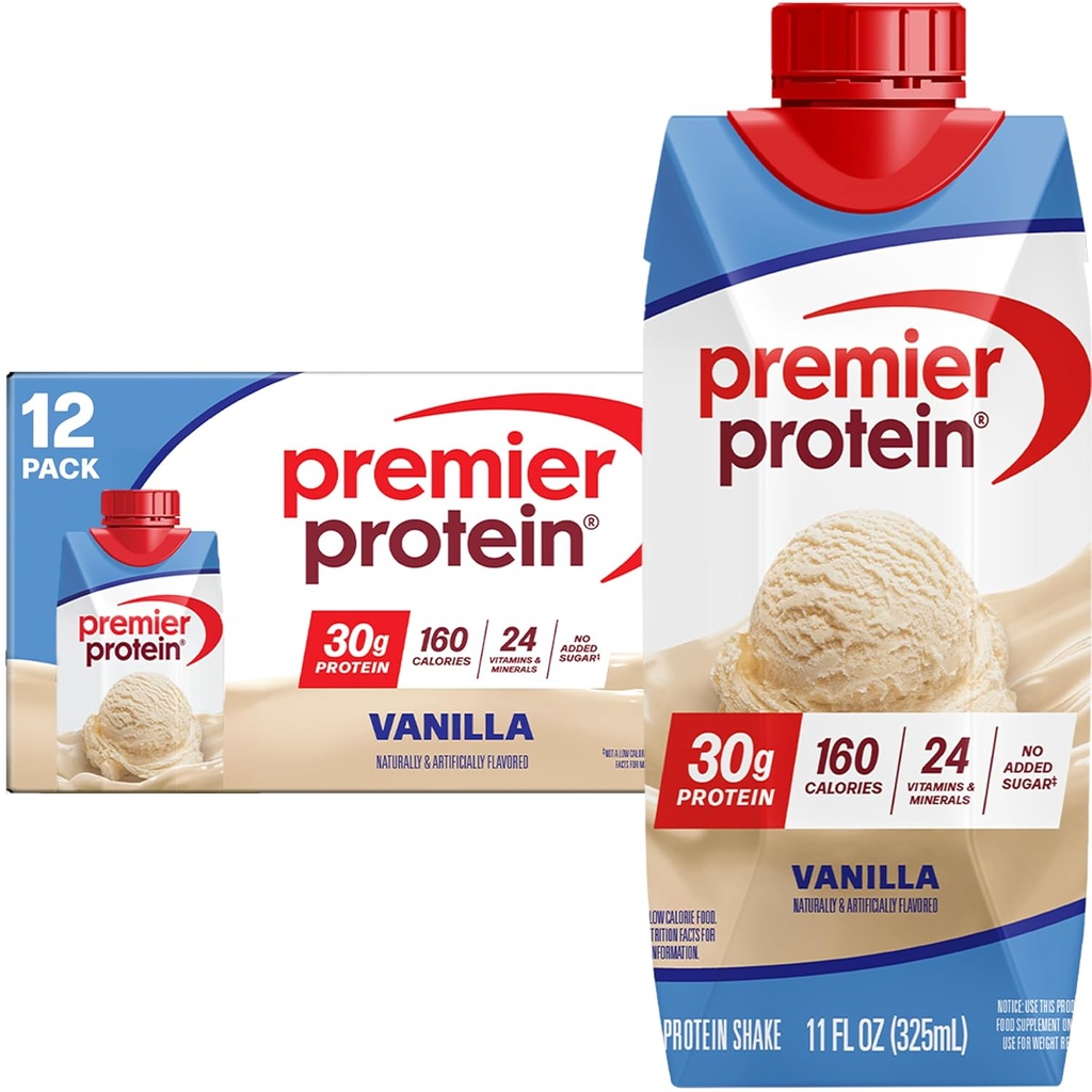Premier Protein Shake, Vanilla, 30g Protein, 11 fl oz, Opakowanie po 12 (Opakowania maja Vary)