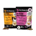 Cat Multivitamins + Immune Support Lysine Dual Texture Chew Supplement Bundle - Supports Overall Immune Health, Joints, Skin & Coat, and Cat Allergy Relief - Sneezing, Runny Nose