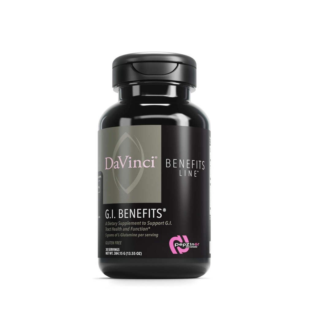 DAVINCI Labs GI Benefits - Digestive Health Supplement Powder with Zinc & L-Glutamine* - Support Immune System & Healthy Digestion* - Gut Health Supplement for Men & Women - 30 Servings (384.15 g)