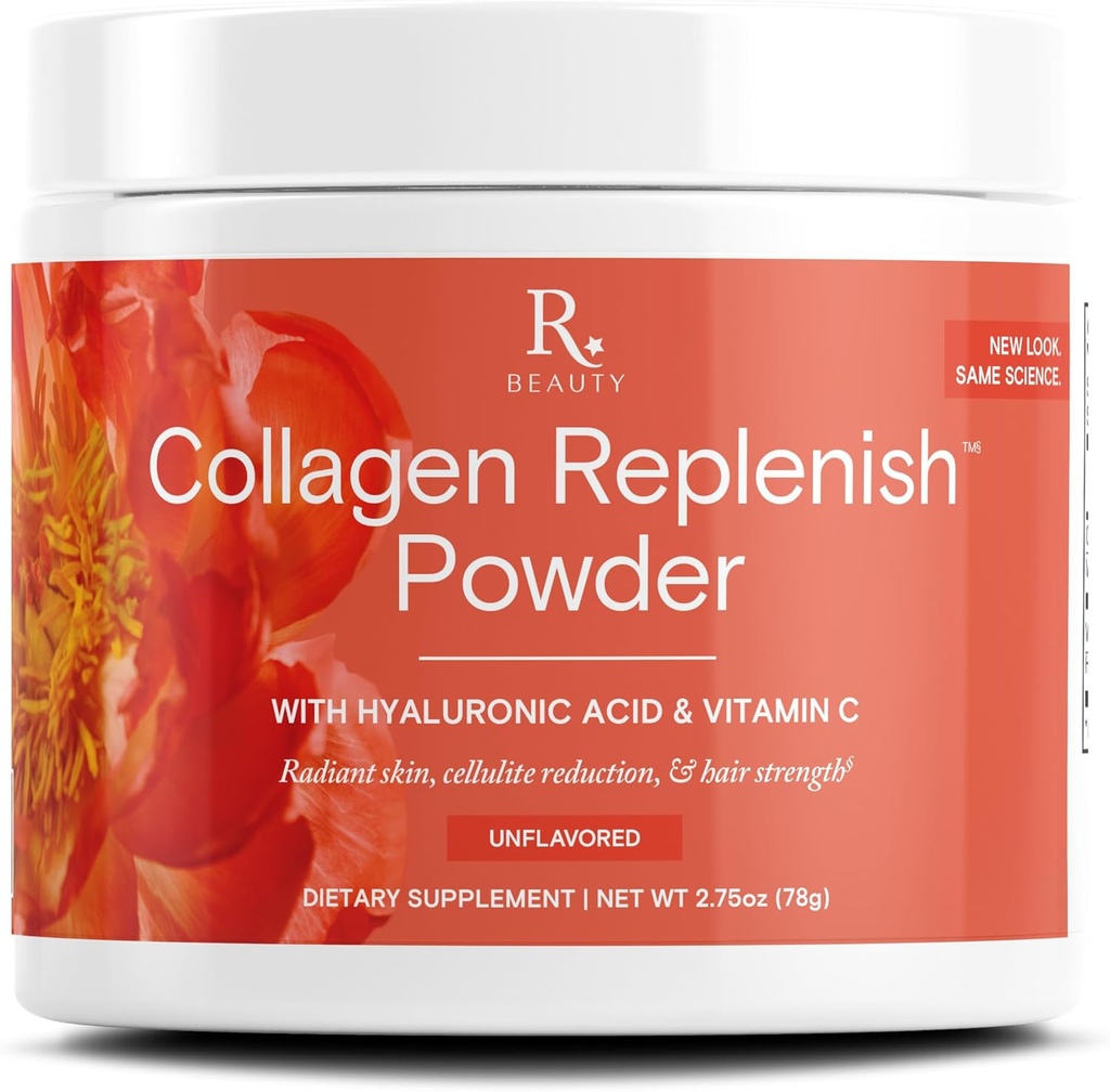 Reservage Beauty Collagen Replenish Powder - Colágeno sem sabor para o crescimento de pele e cabelo radiante - Misturas facilmente em líquido ou smoothie - 2,5 onças