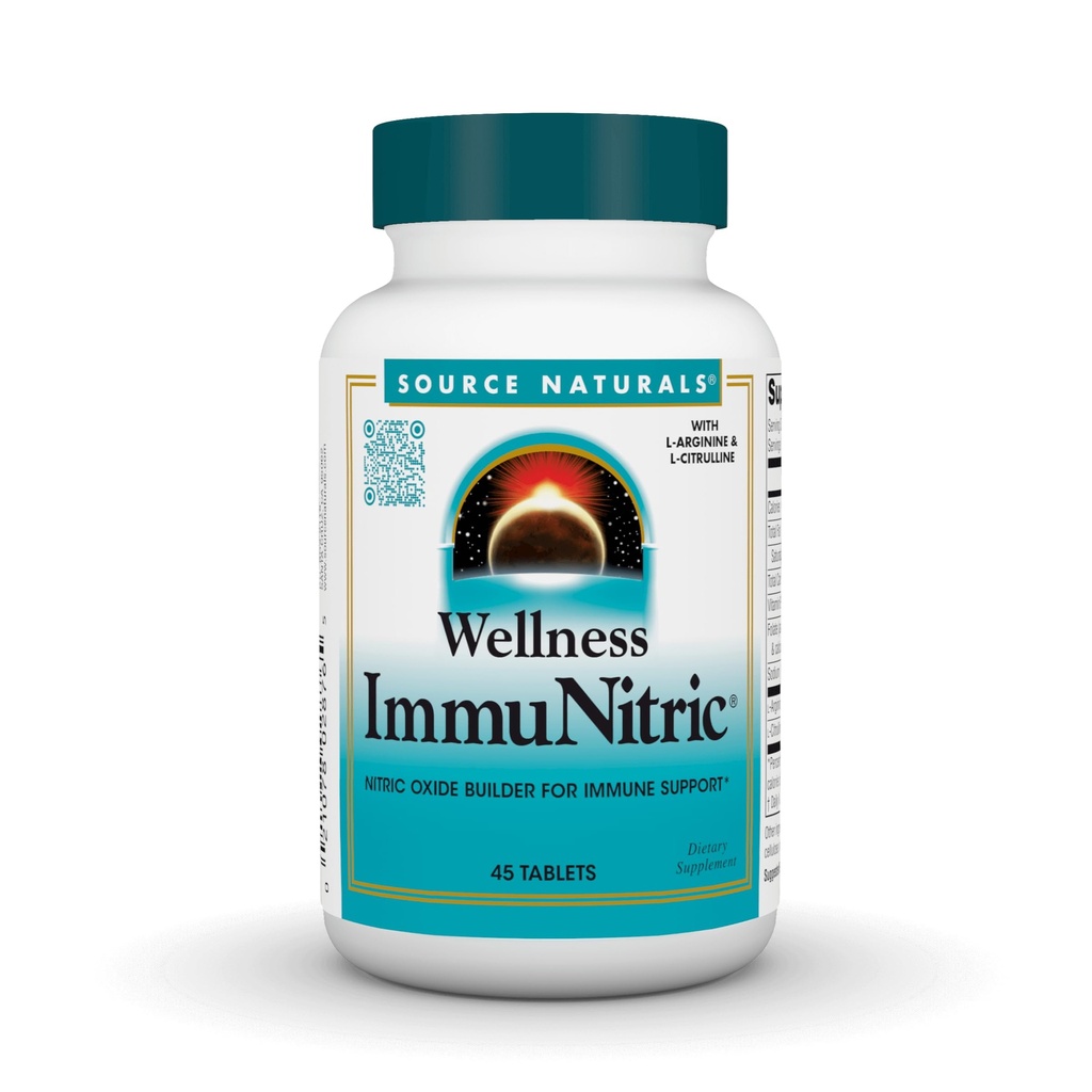 Source Naturals Wellness Immunitric, Nitric Oxide Builder for Immune System Support*, with L-Arginine & L-Citrulline - 45 Tablets