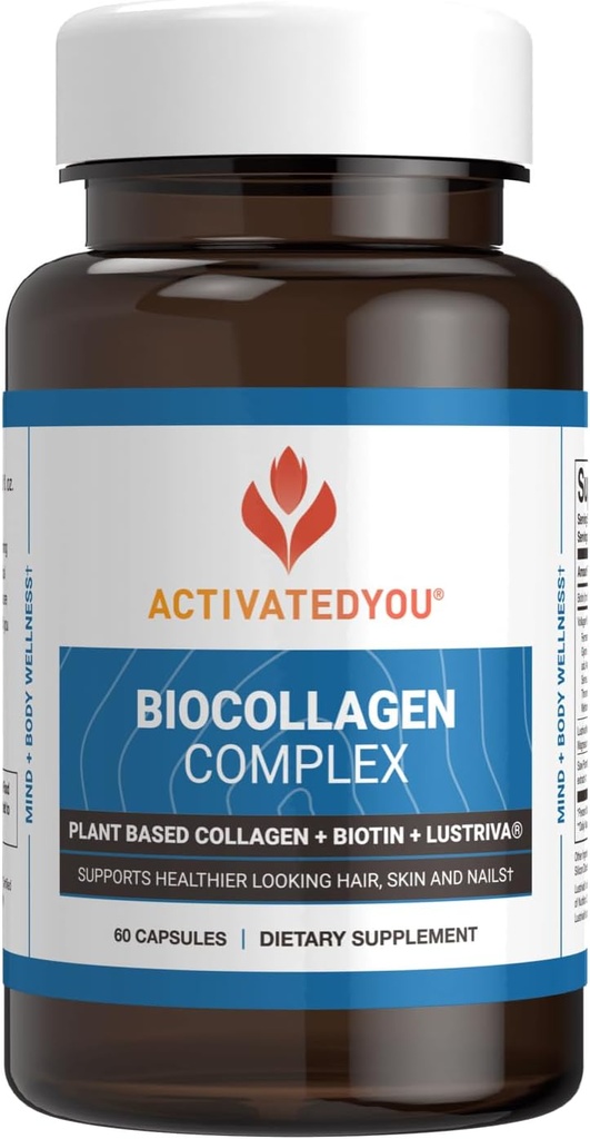 Activated You BioCollagen Complex Plant- Based Collagen for Women & Men - Úgy tervezték, hogy ösztönözze a bőr keménységét, izomerő és haj kötet, 2 Napi kapszula támogatja a fiatalos megjelenés és közös mobilitás