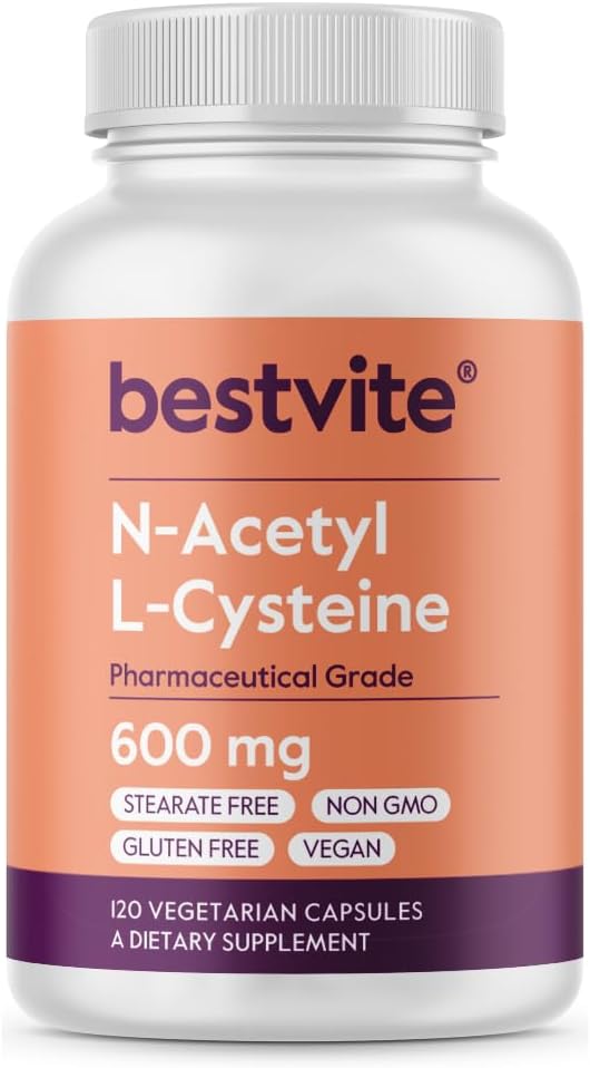 N- Acetyl L- Cysteine (NAC) 600mg на капсула (120 Вегетариански капсули) - No Stearates - Vegen - No Fillers - No Silicide - No Gluten Free - No Gluten Free