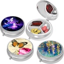 Pilula-kutxa txiki polit bat Pockets & Purses-entzat, Elegant Pill Box Makes a Great Gift,2 Compartment Travel Medicine Organizer Stores Progesterone,Capsule Pills, Ibuprofen, Bitaminak, Earrings Back