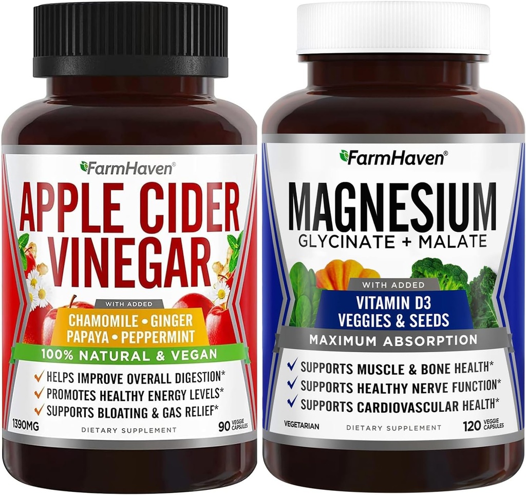 FarmHaven Magnezij Glicinat & Malate kompleks in Apple Cider Vinegar kapsule