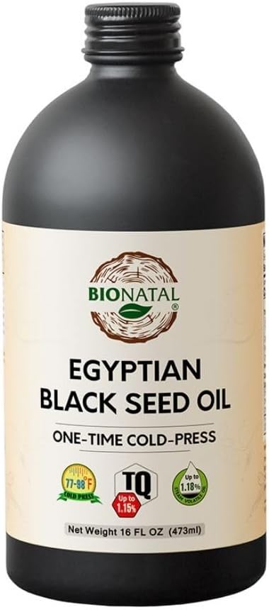 Külmpressitud Nigella Sativa, mis toodab musta köömne seemneõli, rafineerimata ja filtreerimata, kõrge TQ kuni 1,15% - toetab immuunsüsteemi, seedimist ja liigeseid 16oz klaas