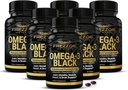 FREZZOR Omega 3 Black for Joint Care & Comfort - Yeni Zelanda Yeşil Lipped Mussel Oil Capsules; UAF1000+ Super Antioksit, No Fishy Aftertaste, 450 mg, 6Pack, 360 Softgels