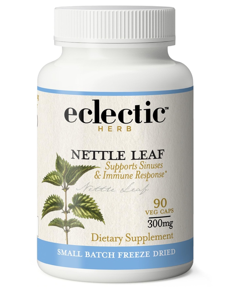 Eclectic Herb - Raw Freeze Dried Nettle Leaf Capsules | Supports Sinuses + Immune Response | Natural Herbal Supplement | Non-GMO, Vegan, Whole Herb (90 CT | 300 mg)