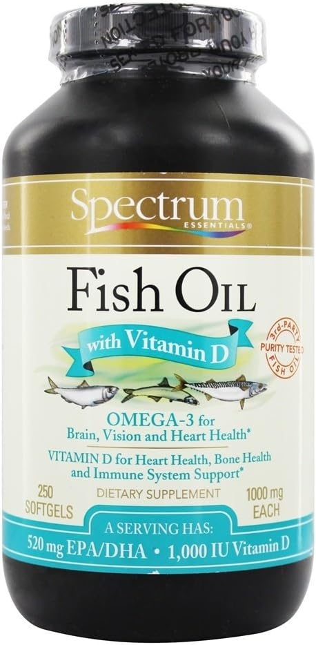 Spectrum Essentials Fish Oil con Vitamina D - 250 Softgels
