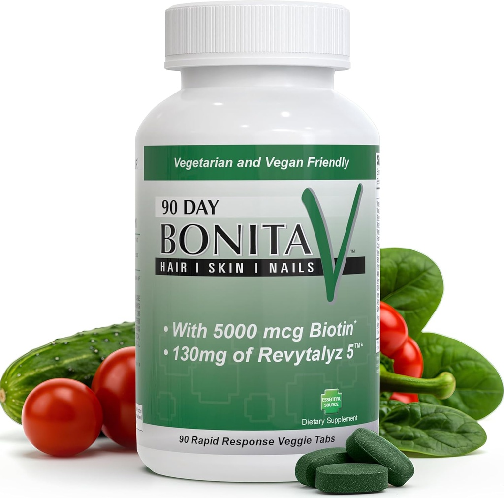Essential Source Biotin (Biotina Vitaminas) - Qadınlar və Kişilər üçün Saç Çiçək Çiçək Çiçək Çiçək Çiçəkliklər - 5000 mcg - Saç Uyğunluq Təhsilləri - 90 Tablet - Revytalyz 5, Vitamin A, C, B12 - ABŞ-da Made
