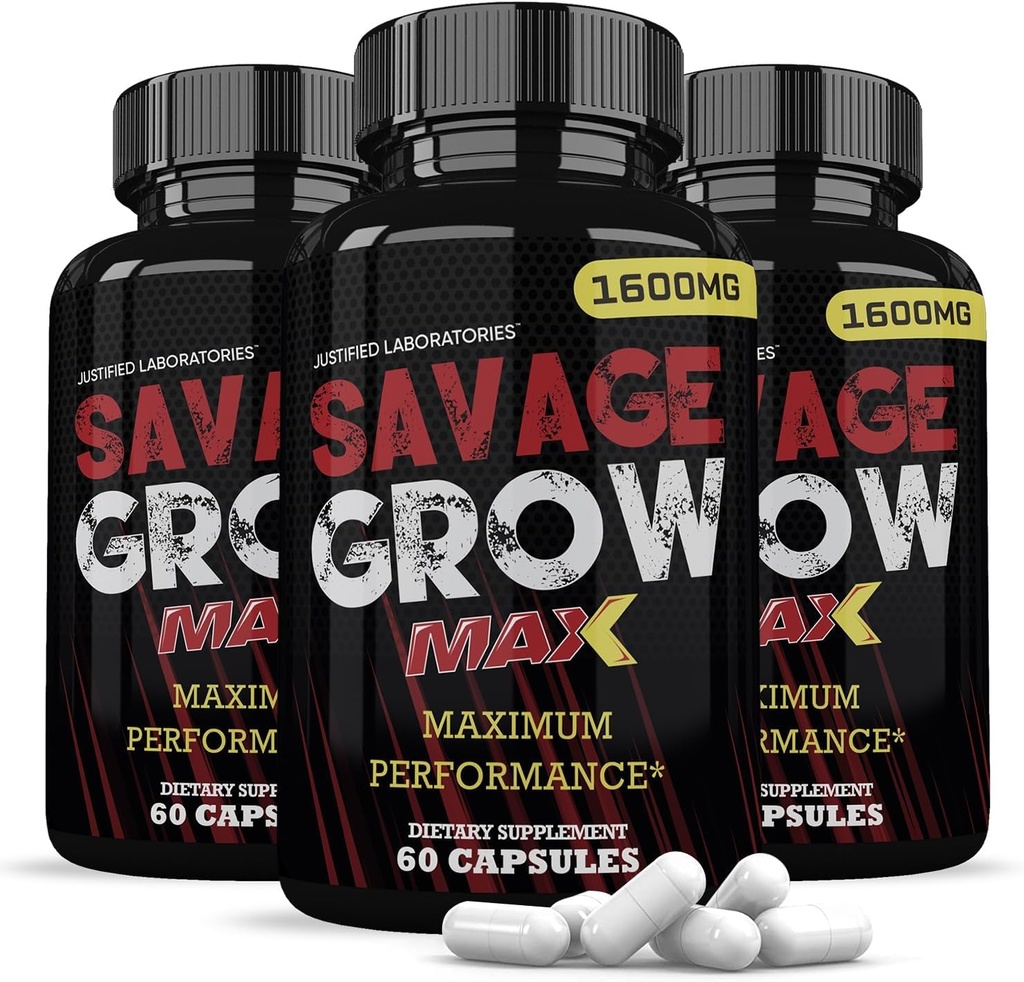 Уніфіковані лабораторії (3 пакет Savage Grow Max 1600MG Advanced Men's Heath Formula180 Капсули
