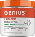 Genius Micronized Kreatiin Monohüdraat Pulber, Post Workout Supplement, Roheline Õun - 100% loomulikult maitsestatud ja magustatud - toetab lihaste hoone, Cellular Energy & Cognitive Function - 195 g