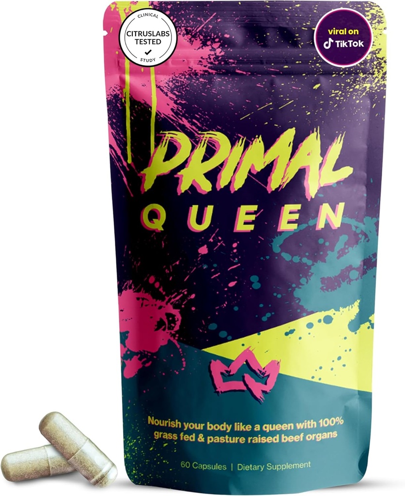 Primal Queen Vrouw-Optimized Beef Organ Superfood Supplement (Beef Lever, Nier, Hart, & 3 Meer) - 100% Gras Fed, Pasture Gevoed Rundvee - Balance Hormonen, Energie, & meer voor vrouwen