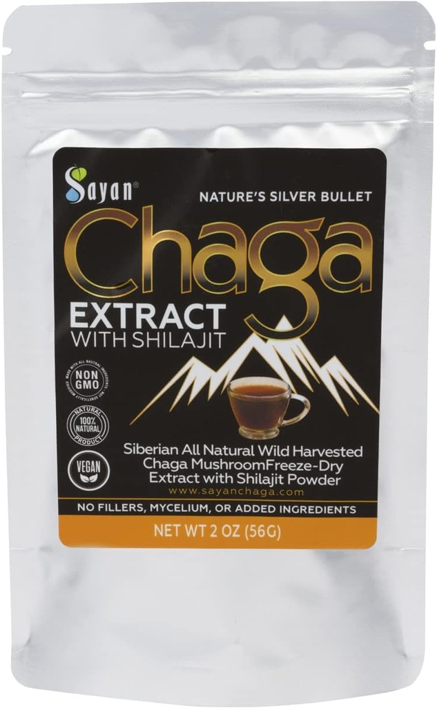 Sayan Siberische Chaga paddo Extract met Shilajit poeder (2 oz) 