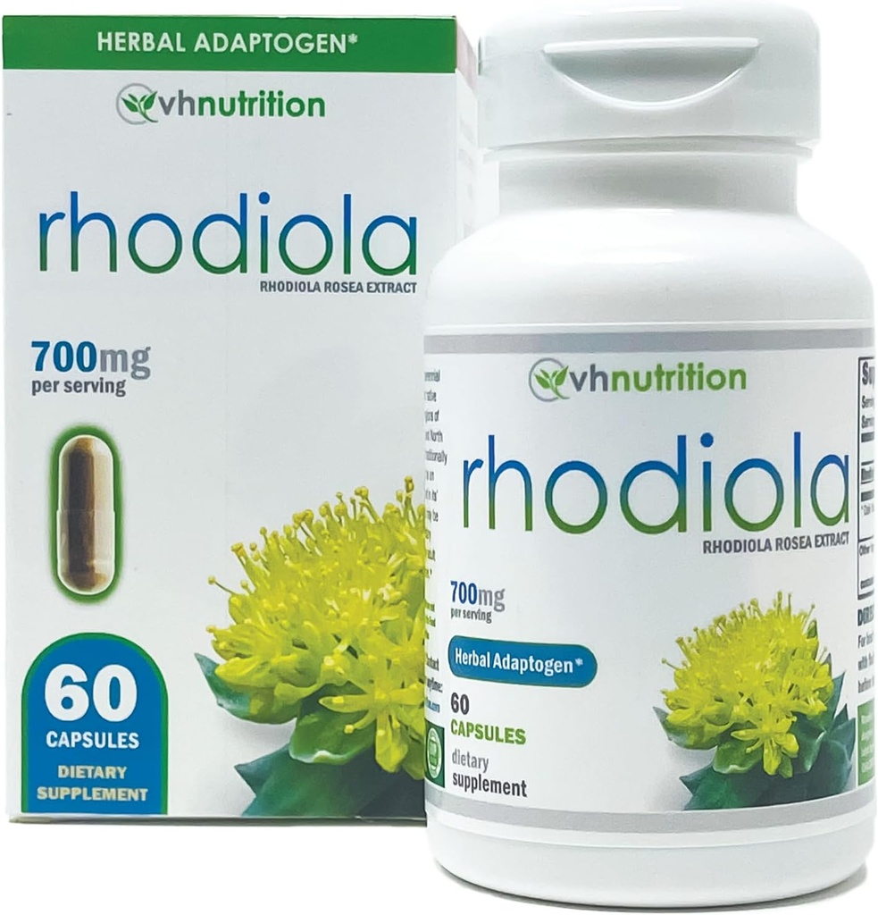 VH Nutrition RHODIOLA | Rhodiola Rosea Supplement | 3% Salidrosides Standartlaşdırılmış Ekstraktı | 60 Easy-to-Swallow