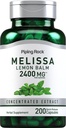 Piping Rock Lemon Balm Capsules | 200 Count | Lemon Balm Extract | Melissa Herbal Supplement | Non-GMO and Gluten Free