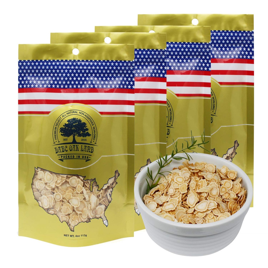 4 Bags of American Ginseng Slices from Wisconsin, DOL American Wisconsin Ginseng Slices Root for Tea, Energy for Men Women Mental Health Boosts Immunity, Gluten Free, 4 Bag of 4OZ,16 Ounces